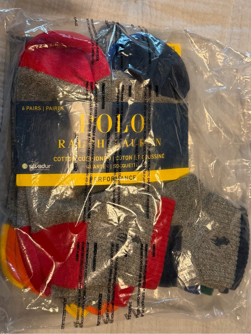 Polo by Ralph Lauren Men’s Gray Athletic Socks 6 pack